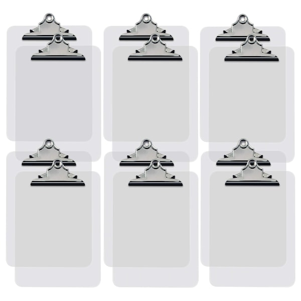 Better Office Products Plastic Clipboards, 12 Pack, Durable, 12.5 x 9 Inch, Standard Metal Clip, Transparent Clear, 12PK 45100 - main